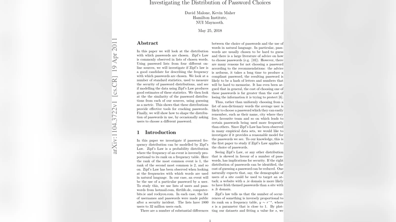Investigating the Distribution of Password Choices
