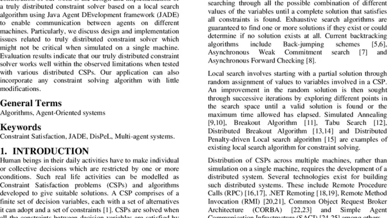 Building a Truly Distributed Constraint Solver with JADE