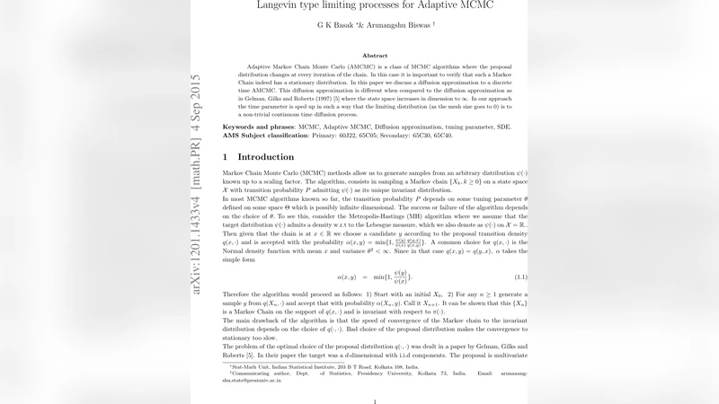 Langevin type limiting processes for Adaptive MCMC