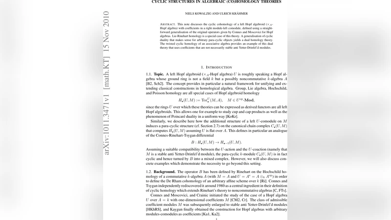 Cyclic structures in algebraic (co)homology theories