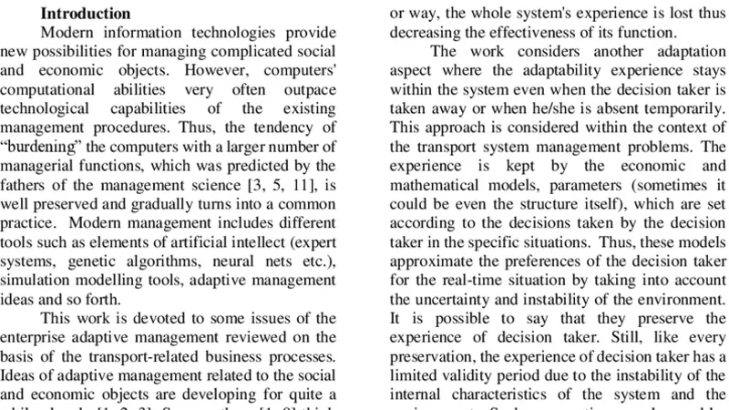 Research: Analysis of Transport Model that Approximates Decision Takers   Preferences