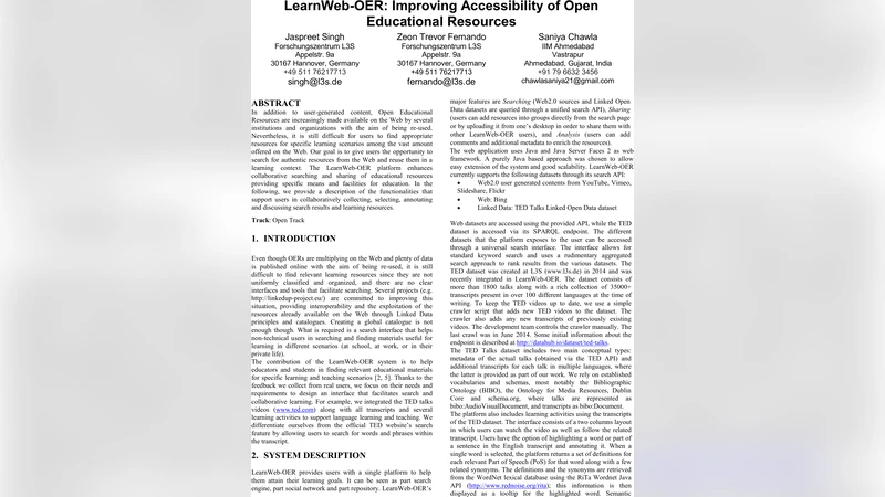 LearnWeb-OER: Improving Accessibility of Open Educational Resources