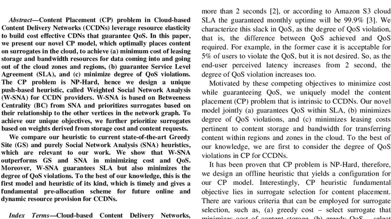 Social Network Analysis Inspired Content Placement with QoS in   Cloud-based Content Delivery Networks