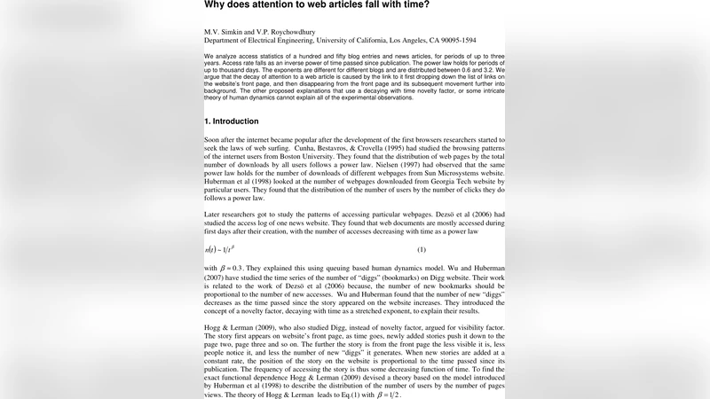 Why does attention to web articles fall with time?