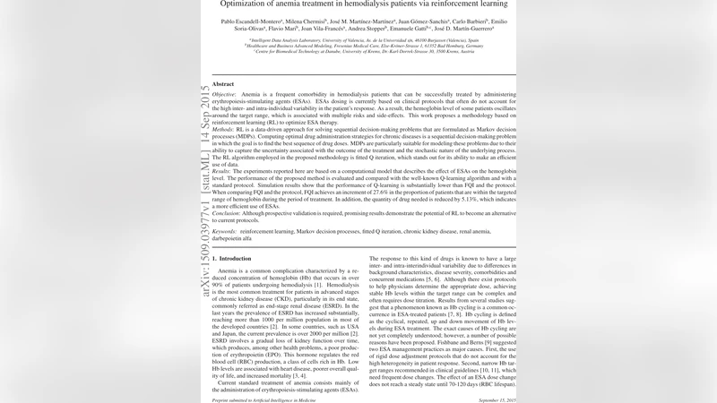 Optimization of anemia treatment in hemodialysis patients via   reinforcement learning