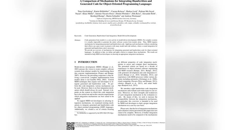A Comparison of Mechanisms for Integrating Handwritten and Generated   Code for Object-Oriented Programming Languages