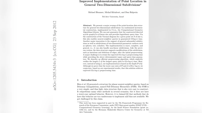 Improved Implementation of Point Location in General Two-Dimensional   Subdivisions