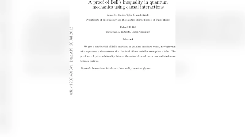 A proof of Bells inequality in quantum mechanics using causal   interactions