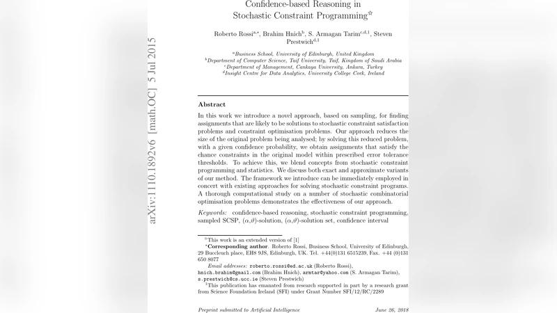 Confidence-based Reasoning in Stochastic Constraint Programming