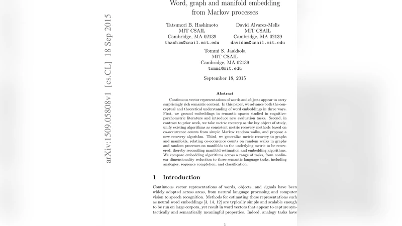 Word, graph and manifold embedding from Markov processes