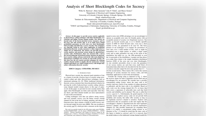 Analysis of Short Blocklength Codes for Secrecy