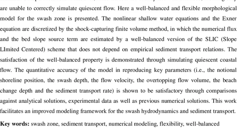 Well-balanced and flexible morphological modeling of swash hydrodynamics   and sediment transport
