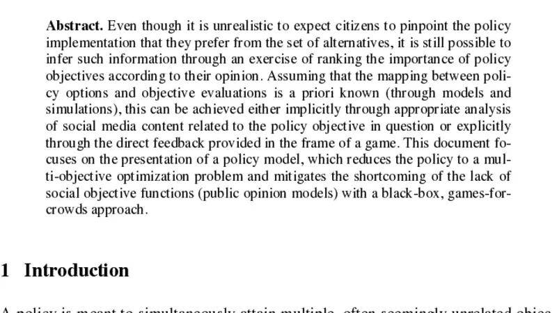 CONSENSUS Project: Identifying publicly acceptable policy   implementations