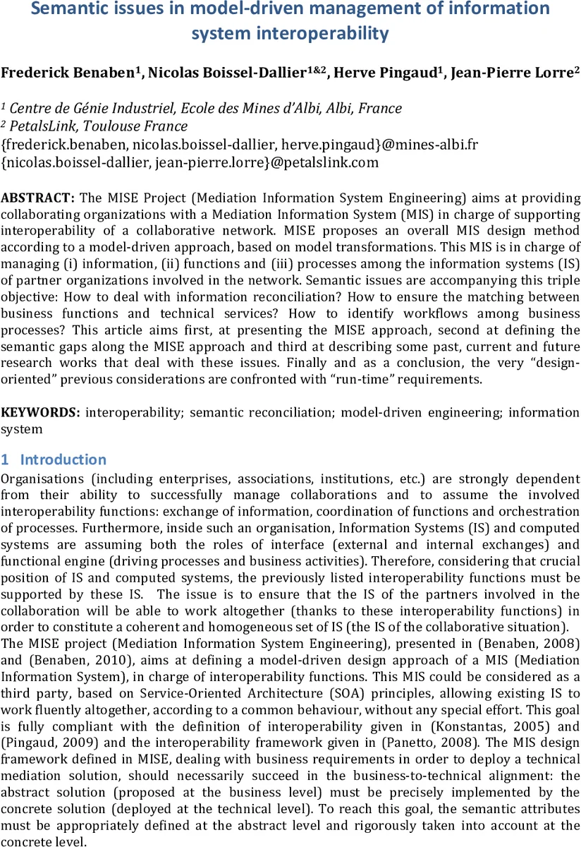 Semantic issues in model-driven management of information system   interoperability