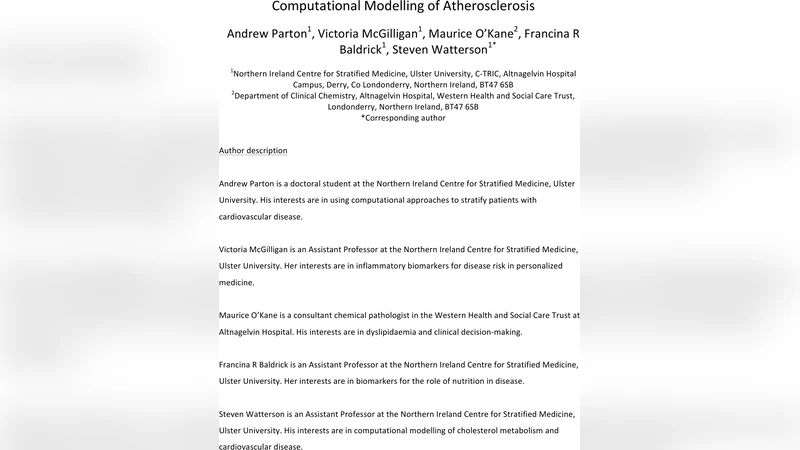 Computational Modelling of Atherosclerosis