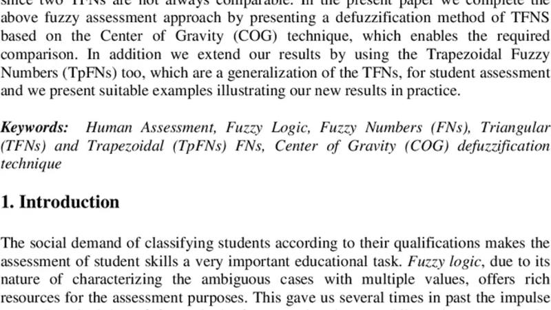 Use of the Triangular Fuzzy Numbers for Student Assessment