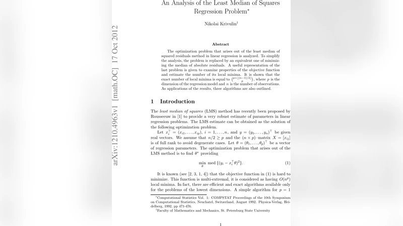 An analysis of the least median of squares regression problem