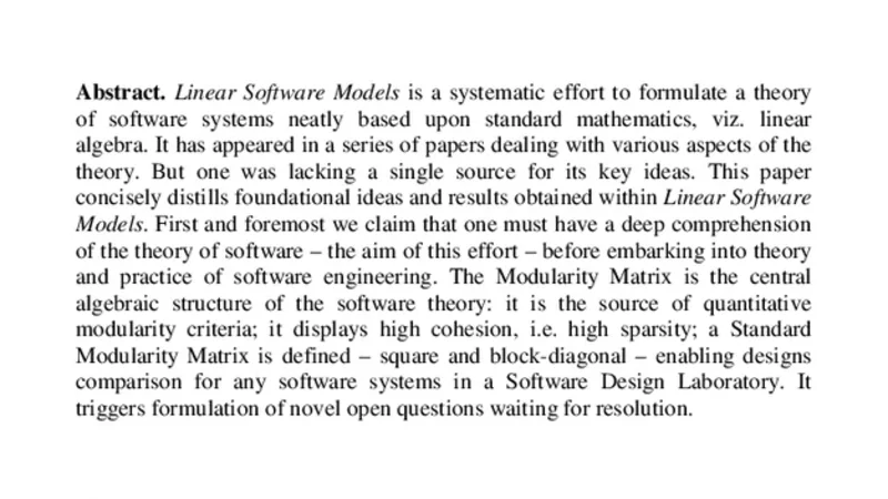 Linear Software Models: Key Ideas