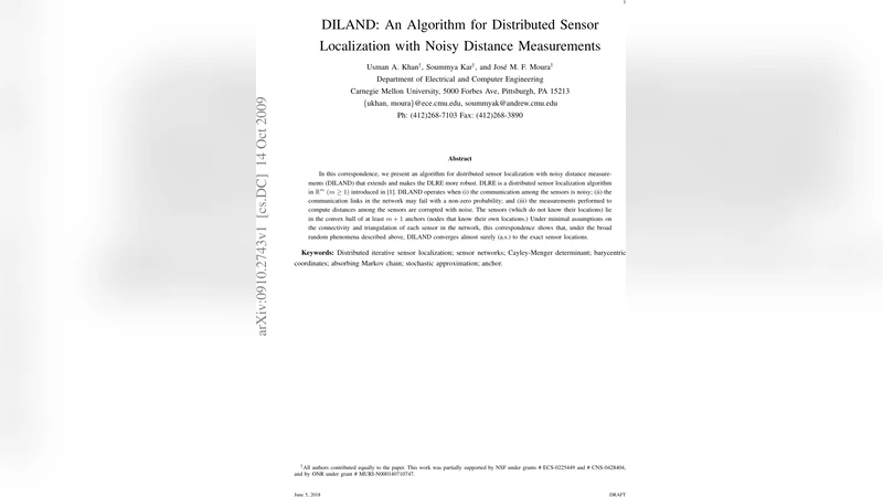 DILAND: An Algorithm for Distributed Sensor Localization with Noisy   Distance Measurements