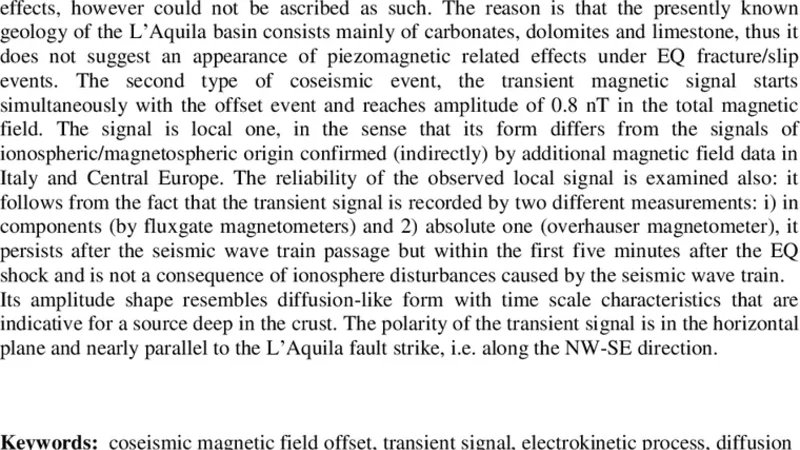 Experimental evidence of electrification processes at the 2009 LAquila   earthquake mainshock
