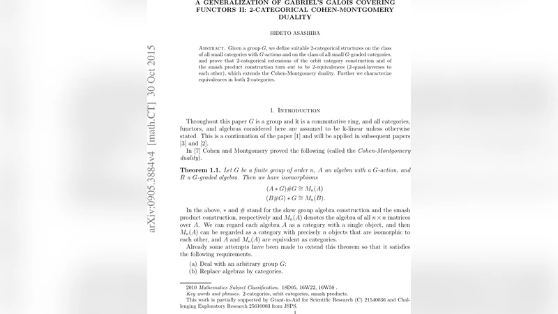 A generalization of Gabriels Galois covering functors II: 2-categorical   Cohen-Montgomery duality