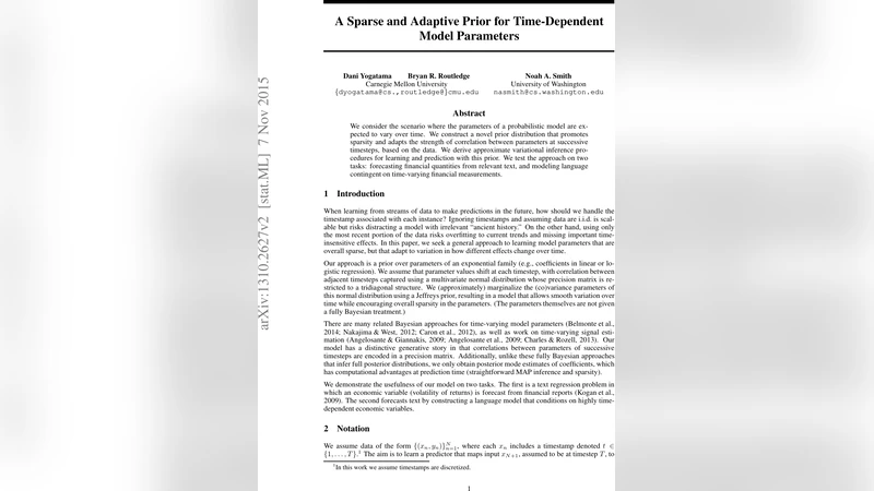 A Sparse and Adaptive Prior for Time-Dependent Model Parameters