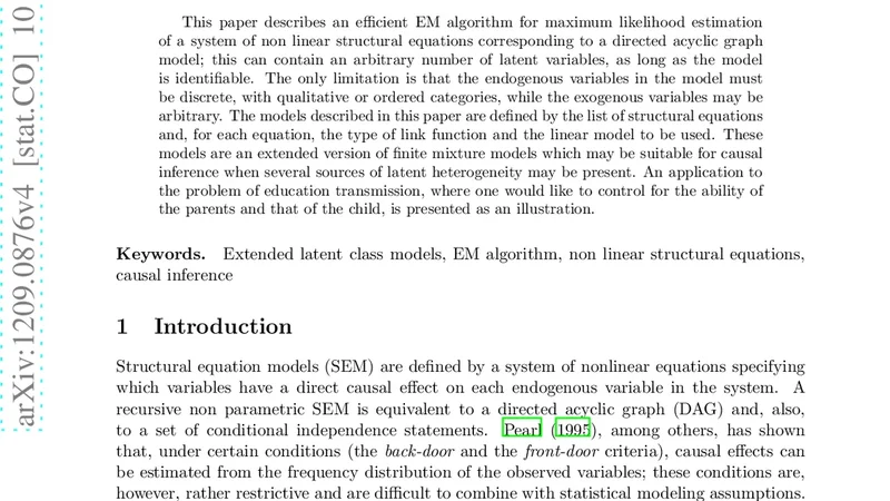 Fitting directed acyclic graphs with latent nodes as finite mixtures   models, with application to education transmission