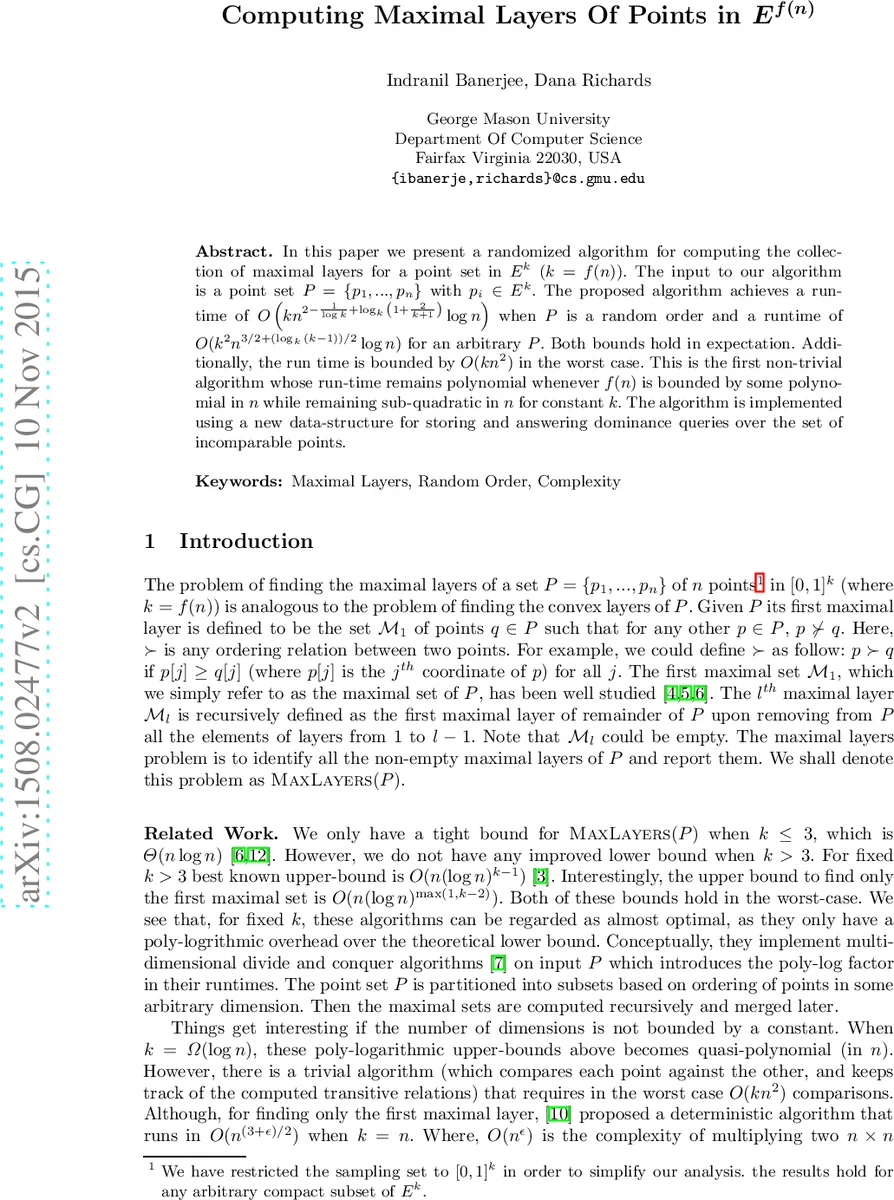 Computing Maximal Layers Of Points in $E^{f(n)}$