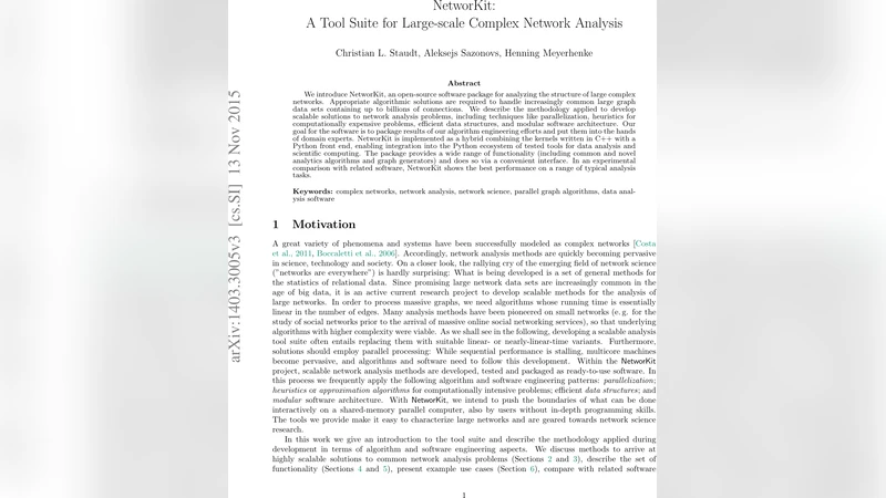 NetworKit: A Tool Suite for Large-scale Complex Network Analysis