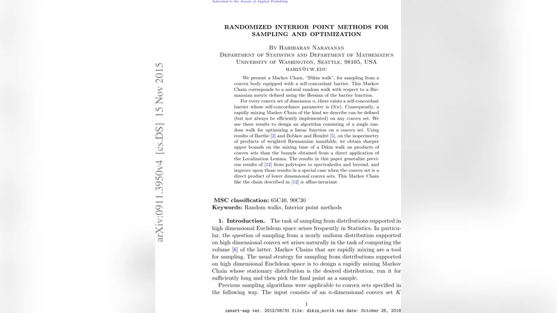 Randomized Interior Point methods for Sampling and Optimization