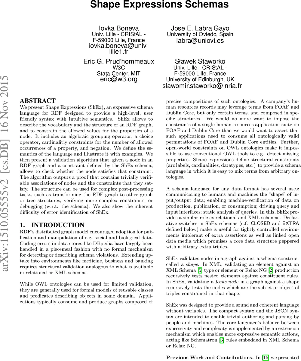 Shape Expressions Schemas