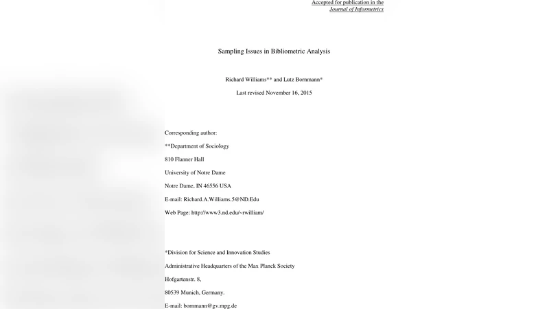 Sampling Issues in Bibliometric Analysis