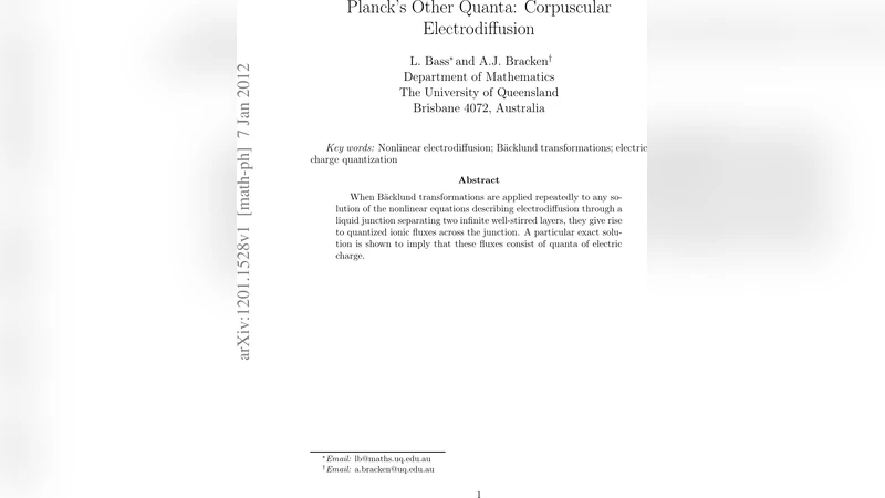 Plancks Other Quanta: Corpuscular Electrodiffusion
