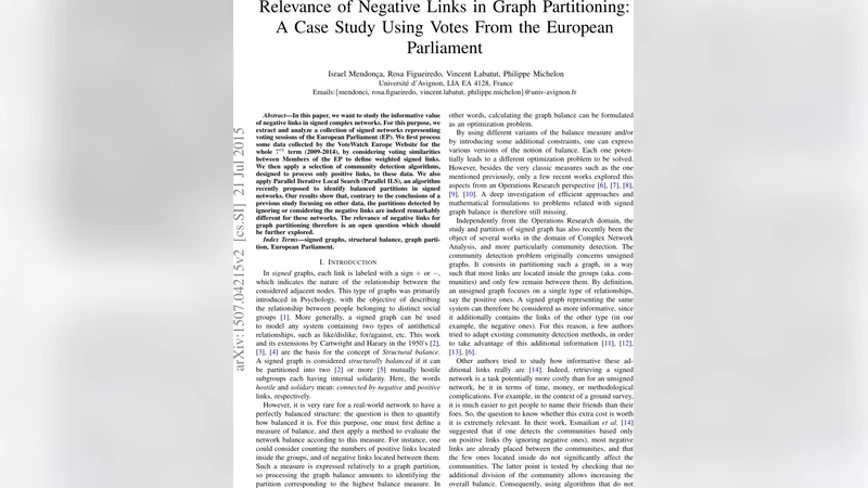 Relevance of Negative Links in Graph Partitioning: A Case Study Using   Votes From the European Parliament