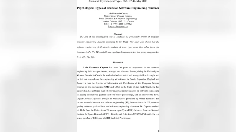 Psychological Types of Brazilian Software Engineering Students