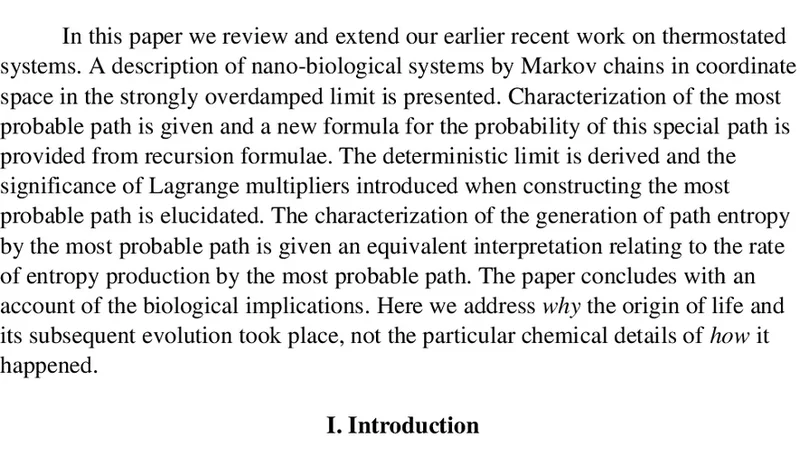 Statistical Thermodynamic Foundation for the Origin and Evolution of   Life