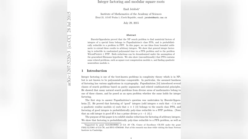 Integer factoring and modular square roots