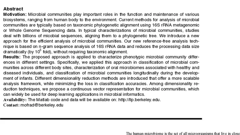 A New Approach for Scalable Analysis of Microbial Communities