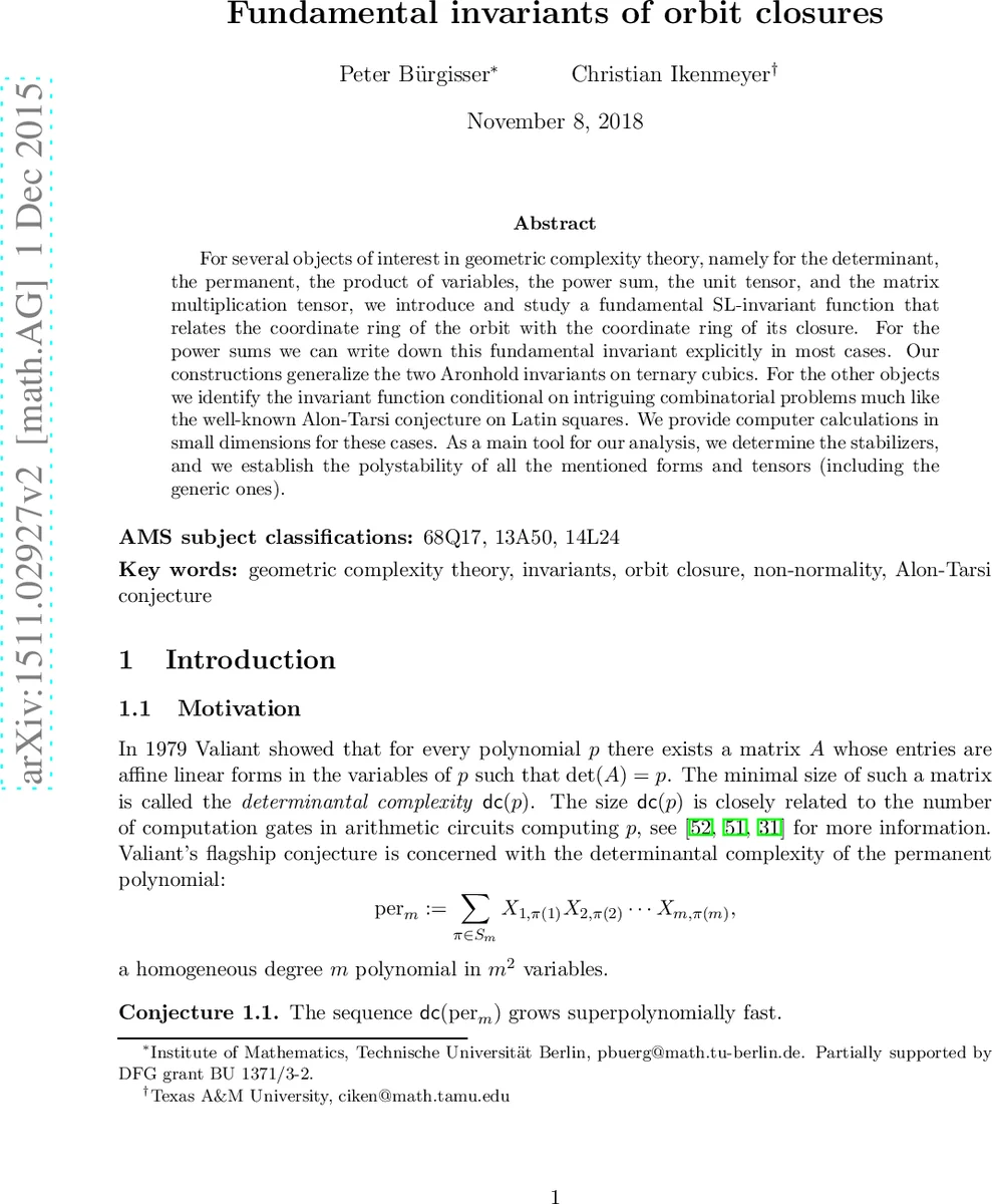 Fundamental invariants of orbit closures