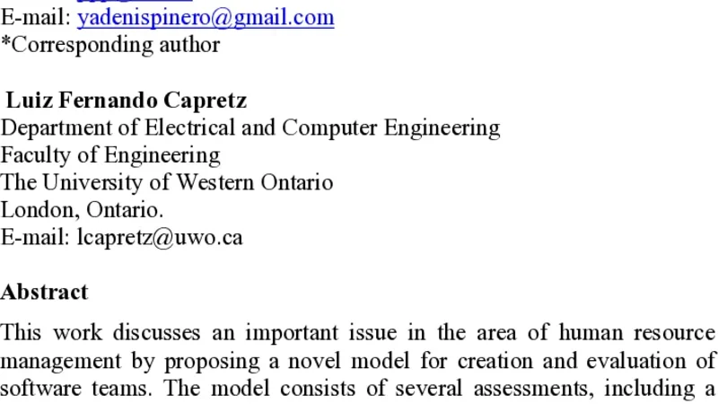 Creation and Evaluation of Software Teams - A Social Approach