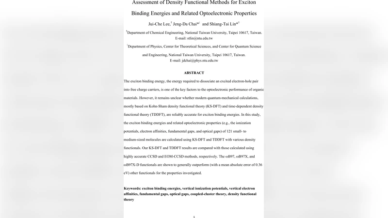 Assessment of Density Functional Methods for Exciton Binding Energies   and Related Optoelectronic Properties