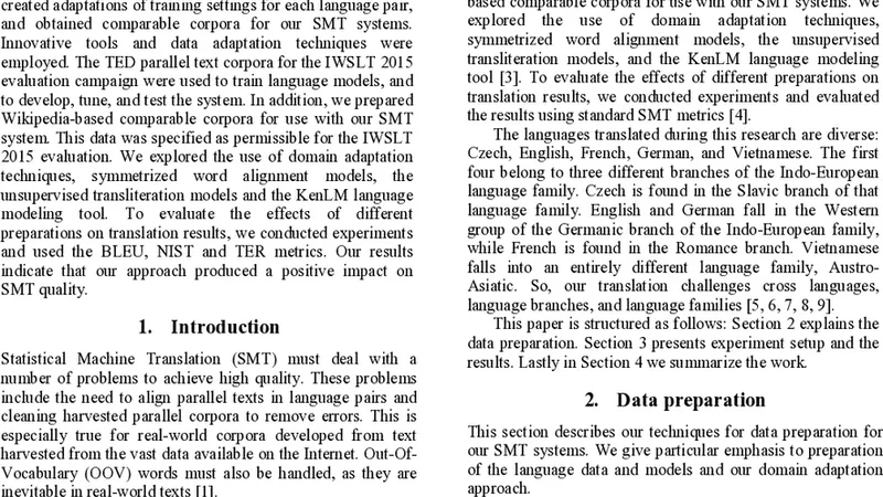 PJAIT Systems for the IWSLT 2015 Evaluation Campaign Enhanced by   Comparable Corpora
