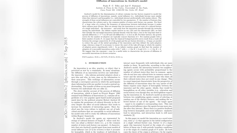 Diffusion of innovations in Axelrods model
