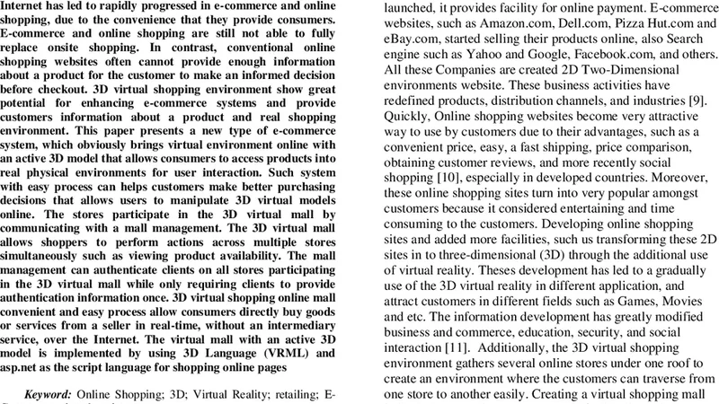 The 3D virtual environment online for real shopping