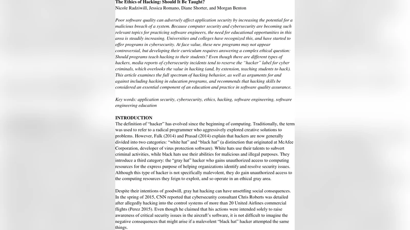 The Ethics of Hacking: Should It Be Taught?