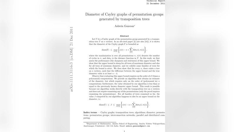 Diameter of Cayley graphs of permutation groups generated by   transposition trees