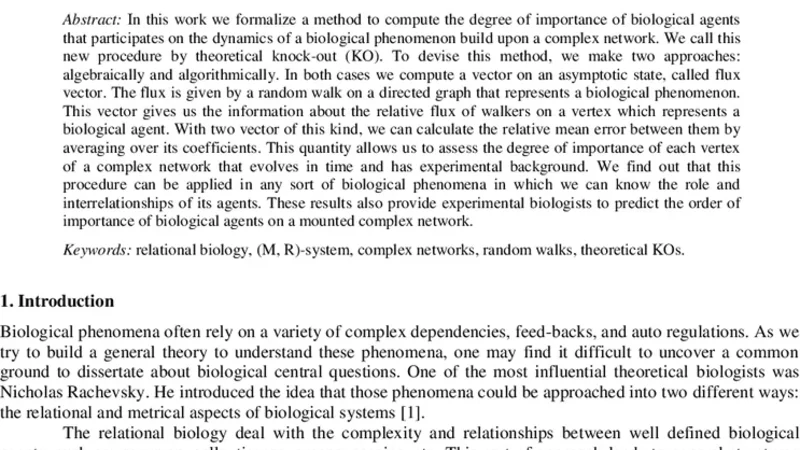 Theoretical knock-outs on biological networks