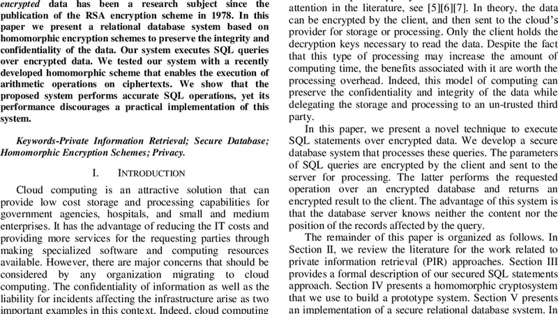 A Secure Database System using Homomorphic Encryption Schemes