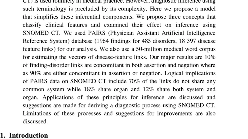 Subsumptive reflection in SNOMED CT: a large description logic-based   terminology for diagnosis
