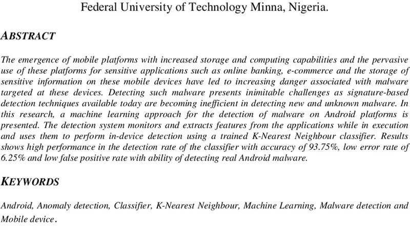 A machine learning approach to anomaly-based detection on Android   platforms